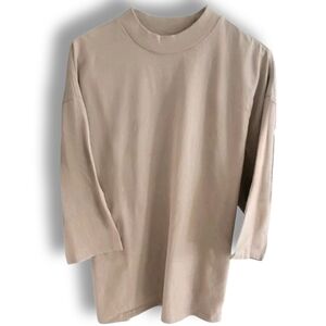 PacSun Mens' Boxy Fit 3/4 Sleeve Solid Beige T-Shirt SZ Large 100% Cotton